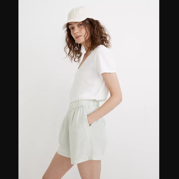 ✨NEW✨ Madewell Linen-Blend Pull-On Pleated Shorts - Eco-friendly Sustainable - Picture 3 of 10
